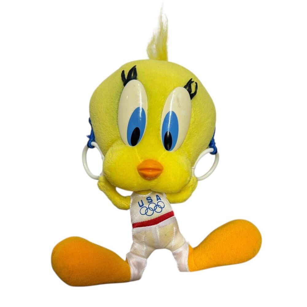 Vintage 1996 Tweety Bird USA Olympic Plush Looney Tunes Suction Cup